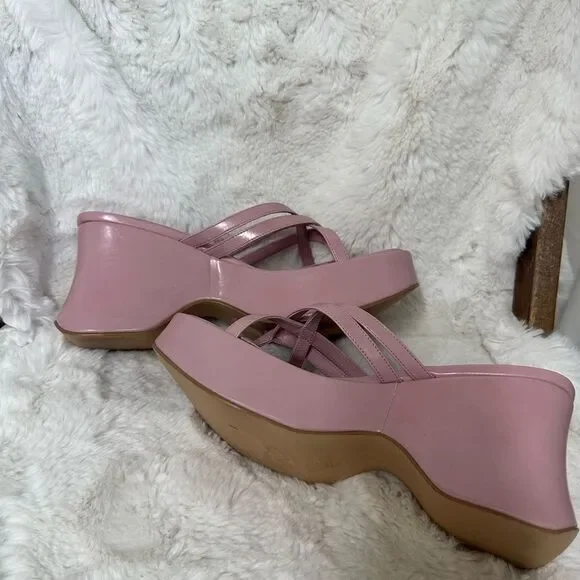 NEW Jeffrey Campbell pink Year 3000platform wedges sandals 9.5